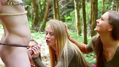 Cfnm Dominas Wank And Cocksucking Sub In Forest