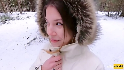 Flirtatious Mihanika69s Winter Outdoor Clip